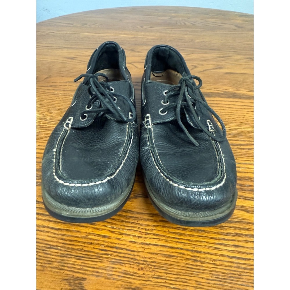Men's Black Leather Polo Boat Loafers,‎ Black Size 8
